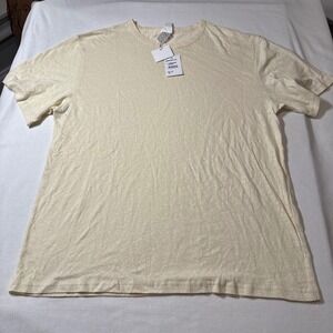 NWT CH. Carolina Herrera Men Pale Yellow‎ Offwhite T Shirt Cotton Linen Size M